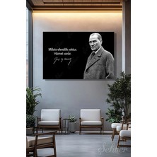 Şehzat Design Gazi Mustafa Kemal Atatürk'ün Siyah-Beyaz Portresi ve Bir Özlü Sözü Yatay Kanvas Tablo 4179