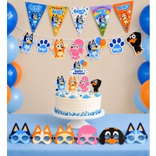 Greatoy Bluey Doğum Günü Süsleme Seti 10’lu Üçgen Flama 6’lı Figür Banner 6’lı Maske 6’lı Pasta Kürdanı