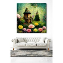 Şehzat Design Kare Kanvas Tablo Tekli Ev Kafe Ofis Fairy Tale Little House In The Forest Ormandaki Masal Evi 2742