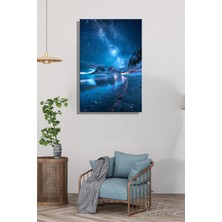 Şehzat Design Kanvas Tablo Dikey Tekli Salon Mutfak Yatak Odası Ofis Norveç Lofoten Adaları Gece Manzarası 1840