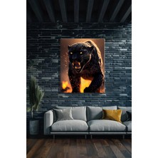 Şehzat Design Dikey Kanvas Duvar Tablosu Tekli Salon Mutfak Yatak Odası Ofis Sanatsal Mistik Kara Panter