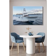 Şehzat Design Kanvas Tablo Yatay Tekli Ev Kafe Ofis Beyaz Renkli Geniş Viking Sportfishing Boat 2732