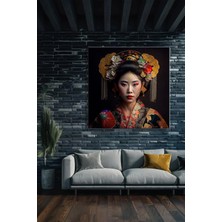 Şehzat Design Modern Dekoratif Tekli Kanvas Duvar Tablosu Kare Salon Mutfak Yatak Odası Ofis Japon Geyşa
