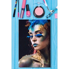 Şehzat Design Dekoratif Dikey Kanvas Tablo Tekli Kuaför Güzellik Salonu Makyaj Nail Art Fantezi Makyaj Portre 807