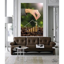 Şehzat Design Tekli Dikey Kanvas Tablo Emlakçı, Emlak Ofisi, Inşaat, Gyo, Dekoratif Kanvas Duvar Tablosu