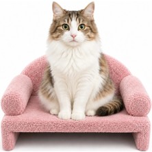 Premiumtech Rahat Pet Peluş Kedi Koltuğu 45X33X25 cm Pembe, Evcil Hayvanlar Için Konfor