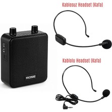 Rose Nova HP-505-KW 30 Watt Kablosuz Headset (Kafa ) Mikrofonlu Usb-Sd-Bluetooth Rehber Anfisi Taşınabilir Ses Sistemi
