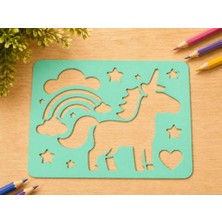 Bin1çeşit 3D Baskı Unicorn ve Gökkuşağı Çizim Şablonu - Desen Kalıbı - Mint