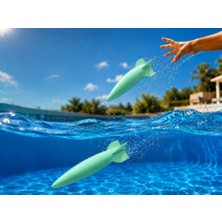 Bin1çeşit 3D Baskı Su Roketi Torpido Oyuncağı - Havuz Dalış Oyuncağı-Mint