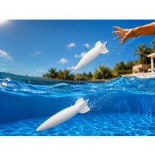 Bin1çeşit 3D Baskı Su Roketi Torpido Oyuncağı - Havuz Dalış Oyuncağı-Beyaz