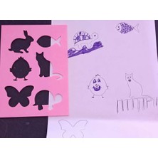 Bin1çeşit 3D Baskı Hayvan Figürleri Çizim Şablonu - Çoklu Desen Kalıbı - Pembe
