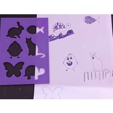 Bin1çeşit 3D Baskı Hayvan Figürleri Çizim Şablonu - Çoklu Desen Kalıbı - Mor
