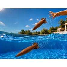 Bin1çeşit 3D Baskı Su Roketi Torpido Oyuncağı - Havuz Dalış Oyuncağı-Kahverengi