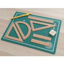 Bin1çeşit 3D Baskı Geometri Cetvel Seti - Iletki, Gönye ve Ölçüm Araçları - Bej