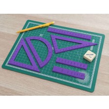 Bin1çeşit 3D Baskı Geometri Cetvel Seti - Iletki, Gönye ve Ölçüm Araçları - Mor