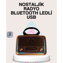 Bin1çeşit Ahşap Nostaljik Radyo Bluetooth USB Sd Kart Destekli