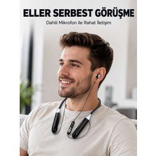 Bin1çeşit Uzun Kullanım Süreli Bluetooth Kulaklık Boyun Bantlı Mikrofonlu Kablosuz Müzik ve Görüşme Kulaklığı