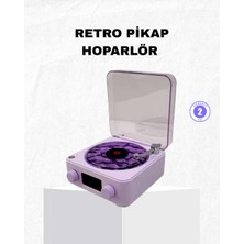 Bin1çeşit Retro Pikap Hoparlör Bluetooth Aux USB Type-C Projektörlü 360° Sesli Taşınabilir