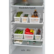 Bin1çeşit 6?lı Buzdolabı Organizeri Düzenleyici Çok Amaçlı Dolap Düzenleyici Beyaz 12X30X14 cm