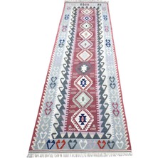 Kilim Antik El Dokuma Pastel Pınarbaşı Kayseri Yolluk Yün Kilim 1854 - Vintage - Çok Renkli