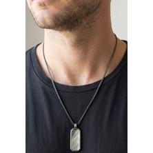 Ose Shop Masculine Trace Kaplan sedef taşlı  925ayar Gümüş Tasarım Erkek Kolye
