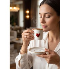 Regna Home Love 4 Parça 2 Kişilik Yaldızlı Porselen Kahve Fincan Takımı
