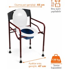 Medikalbim Taşınabilir ve Ayarlanabilir Hasta Tuvalet Sandalyesi, Klozetli Wc Özellikli