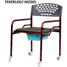 Medikalbim Seyyar Katlanabilir Hasta Yaşlı Tuvalet Sandalyesi Klozetli Tekerlekli Frenli Wc Li Oturak