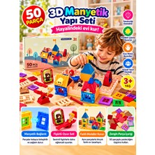 Nunu 50 Parça Manyetik Yapı ve Ev Kurma Seti Figürlü Eğitici Çocuk Oyun Seti 3+ Yaş