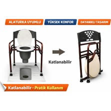 Medikalbim Alaturka Üstü Klozet Aparatı Sandalyesi – Katlanır - Yükseklik Ayarlı - 120 kg Kpasiteli Tuvalet