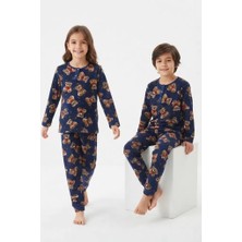 DMR Elegance 6/14 Yaş Ayıcık Baskılı Pamuk Penye Çocuk Pijama Takımı