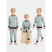 DMR Elegance 4/10 Yaş Animal Baskılı Pamuk Penye Çocuk Pijama Takımı