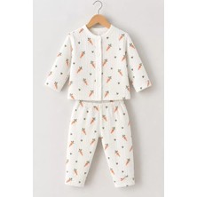 DMR Elegance 3-12 Ay Havuç Baskılı Çıtçıtlı Penye Bebek Pijama Takımı