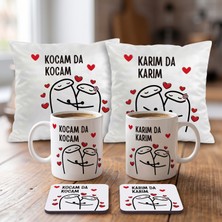 Arden Karım Da Karım " Kocam Da Kocam Baskılı Kırlent,bardak Kupa , Bardak Altlığı Seti..