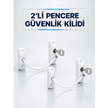 Bin1çeşit Anahtarlı Pencere Güvenlik Aparatı Beyaz Kablolu Açılma Sınırlayıcı 2’li Set