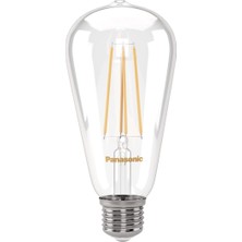 Happy Trend Panasonic E27 Dim Edilebilir Filaman ST64 Lamba 7W 806LM 2700K Clear