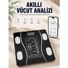 Bin1çeşit Akıllı Vücut Analiz Baskülü Bluetooth Bağlantılı 4 Sensörlü LCD Ekranlı Dijital Tartı