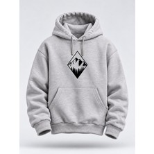 North Whiskers Dağ ve Orman Baskılı Unisex Hoodie – Outdoor Kapüşonlu Sweatshirt