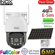 Inox X12 6mp 4g Dış Mekan Güneş Enerjili Pt Güvenlik Kamerası - Renkli Gece Görüş, Insan Takibi, Çift Yönlü Konuşma, 12.000 Mah Batarya