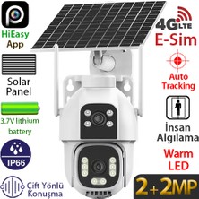 Trk-Lınk RS-5102 2X2MP 4g Dış Mekan Güneş Enerjili Pt Güvenlik Kamerası - 2 Lensli, Renkli Gece Görüş, Insan Takibi, Çift Yönlü Konuşma