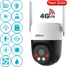 Dahua P5AE-PV-4G 5mp 4g Dış Mekan Pt (Hareketli) Güvenlik Kamerası - Renkli Gece Görüş, Insan Takibi, Çift Yönlü Konuşma