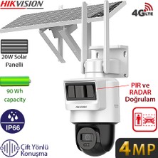 Hikvision DS-2DE2C400IWG-K/4G/C09S20 4mp 4g Dış Mekan Güneş Enerjili Pt Güvenlik Kamerası - Çift Yönlü Konuşma, IP66