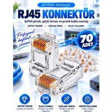 Pemberton RJ45 CAT5CAT6 / 70 Adet Ethernet Internet Kablo Soketi Konnektörü 8P8C RJ45 Jack Uç / Utp Jak