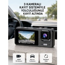 Bin1çeşit Park Modlu 3 Kameralı Araç Kayıt Cihazı 1080P Ön Kamera 2’’ Ekran