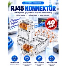 Pemberton RJ45 CAT5CAT6 / 40 Adet Ethernet Internet Kablo Soketi Konnektörü 8P8C RJ45 Jack Uç / Utp Jak
