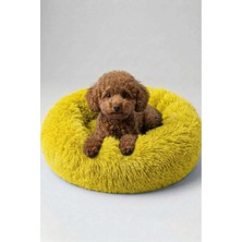 Premiumtech Yumuşak Kürklü Kedi ve Köpek Yatağı 45 cm Sarı Renkli Yastık Yatak