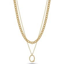 Ayfa Modern Trend Ikili Zincir Kolye – Gold Renk Kadın Takı / Aksesuar
