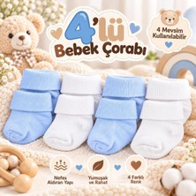 Novibaby 4'lü Bambu Bebek Çorap, Yenidoğan Bebek Çorabı, Kız Erkek Çocuk, Ef4