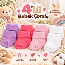 Novibaby 4'lü Bambu Bebek Çorap, Yenidoğan Bebek Çorabı, Kız Erkek Çocuk, Nn4