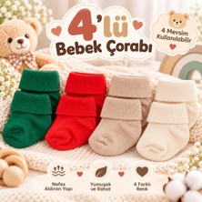 Novibaby 4'lü Bambu Bebek Çorap, Yenidoğan Bebek Çorabı, Kız Erkek Çocuk, Jk4